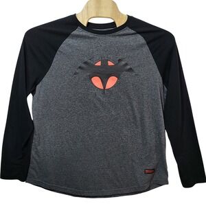 DC Comics Batman CultureFly Mens 2XL Raglan Long Sleeve Graphic Tee Grey Black